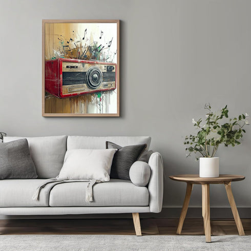 Posterizer-rustic modern art of classic boombox playing music -2-Musical Art Collection-Retro Art-Living Room Bedroom Decor- unframed wall art...
